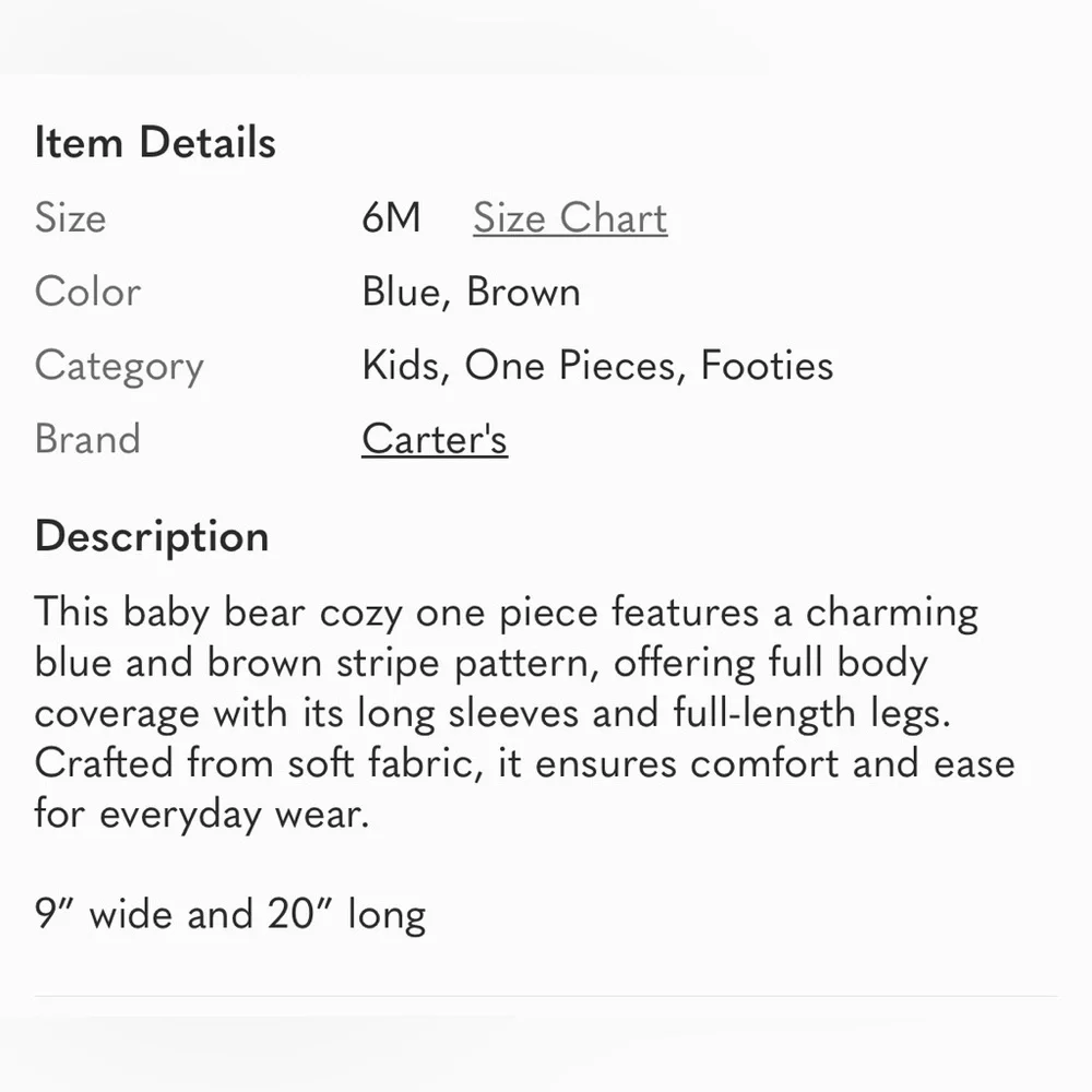 Carter's Blue‎ and Brown Baby Bear Striped One Piece